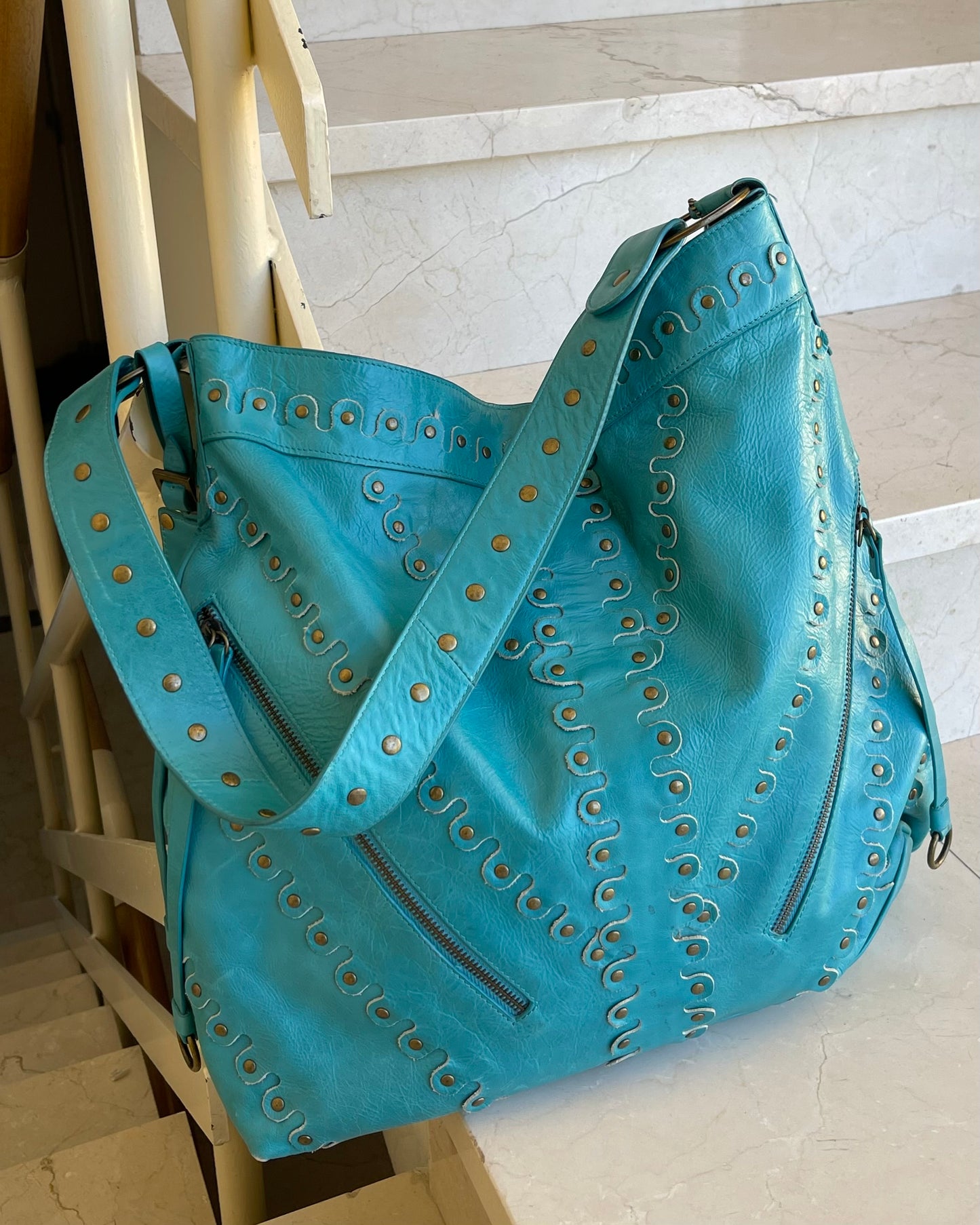 Turquoise Maxi Leather Bag