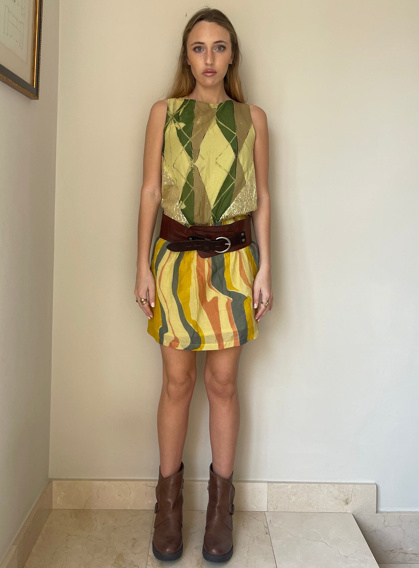 Vintage Adolfo Domínguez Green Mini Dress