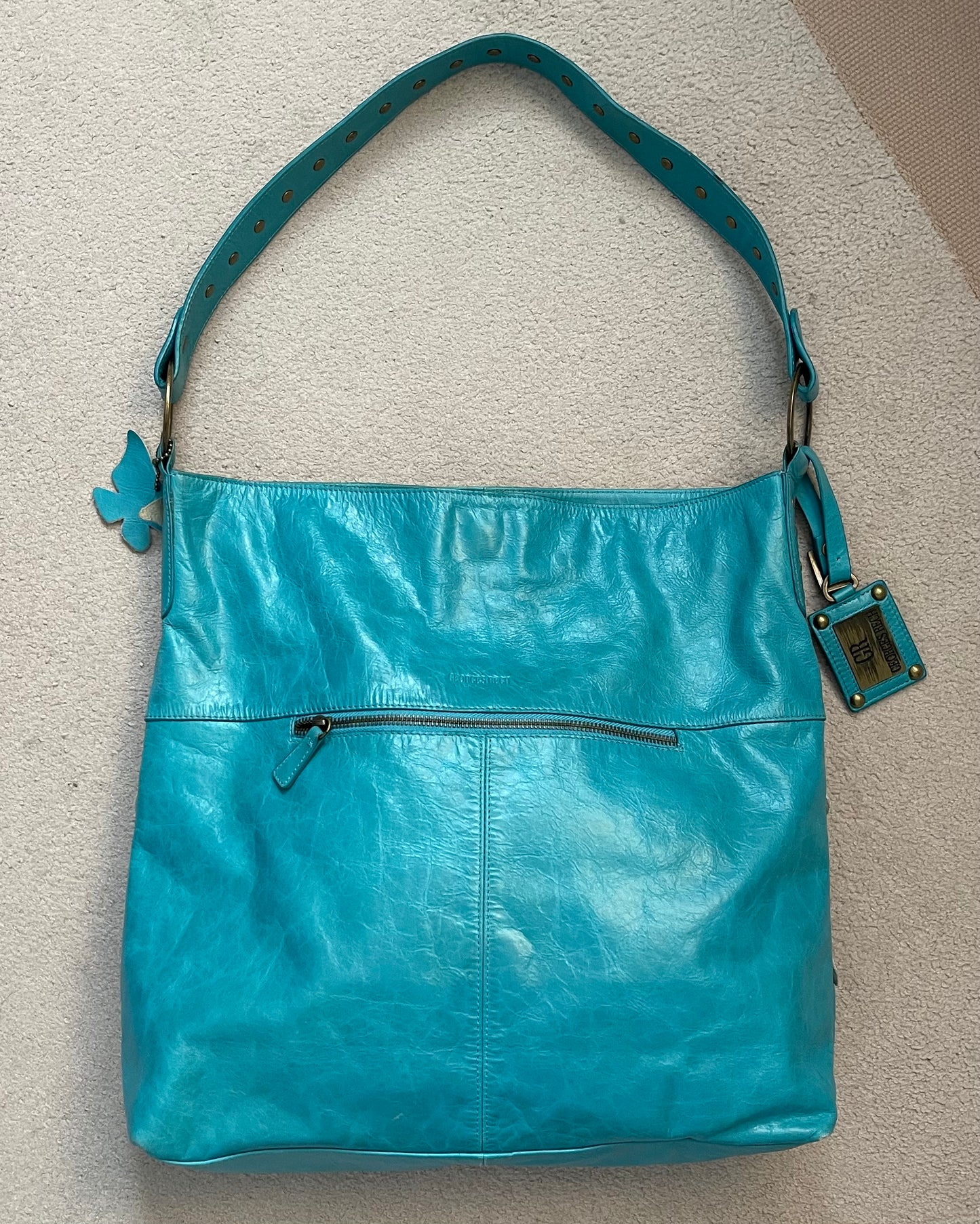 Türkise Maxi Ledertasche