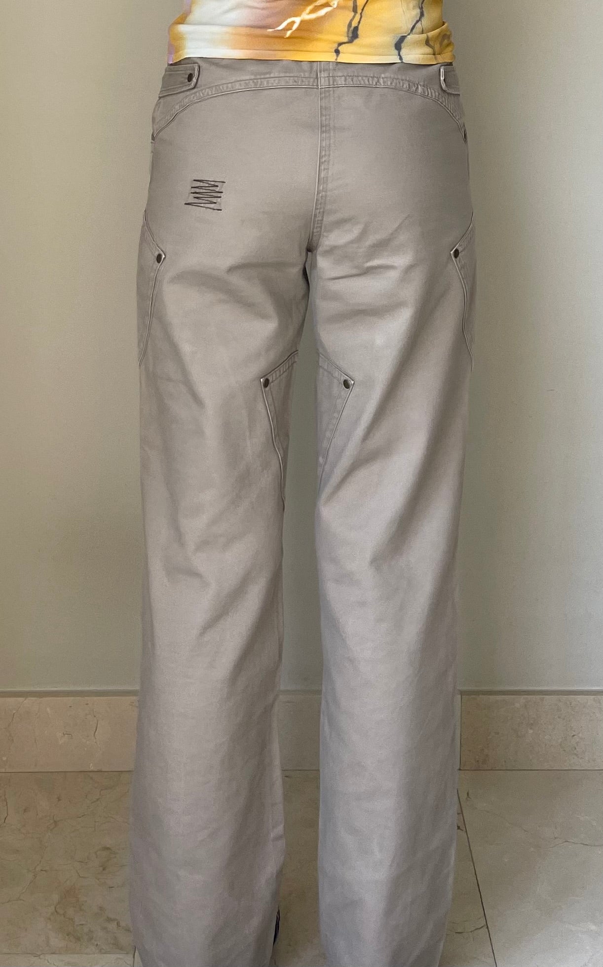 Vintage Grau/Khaki Cargohose mit Nähten