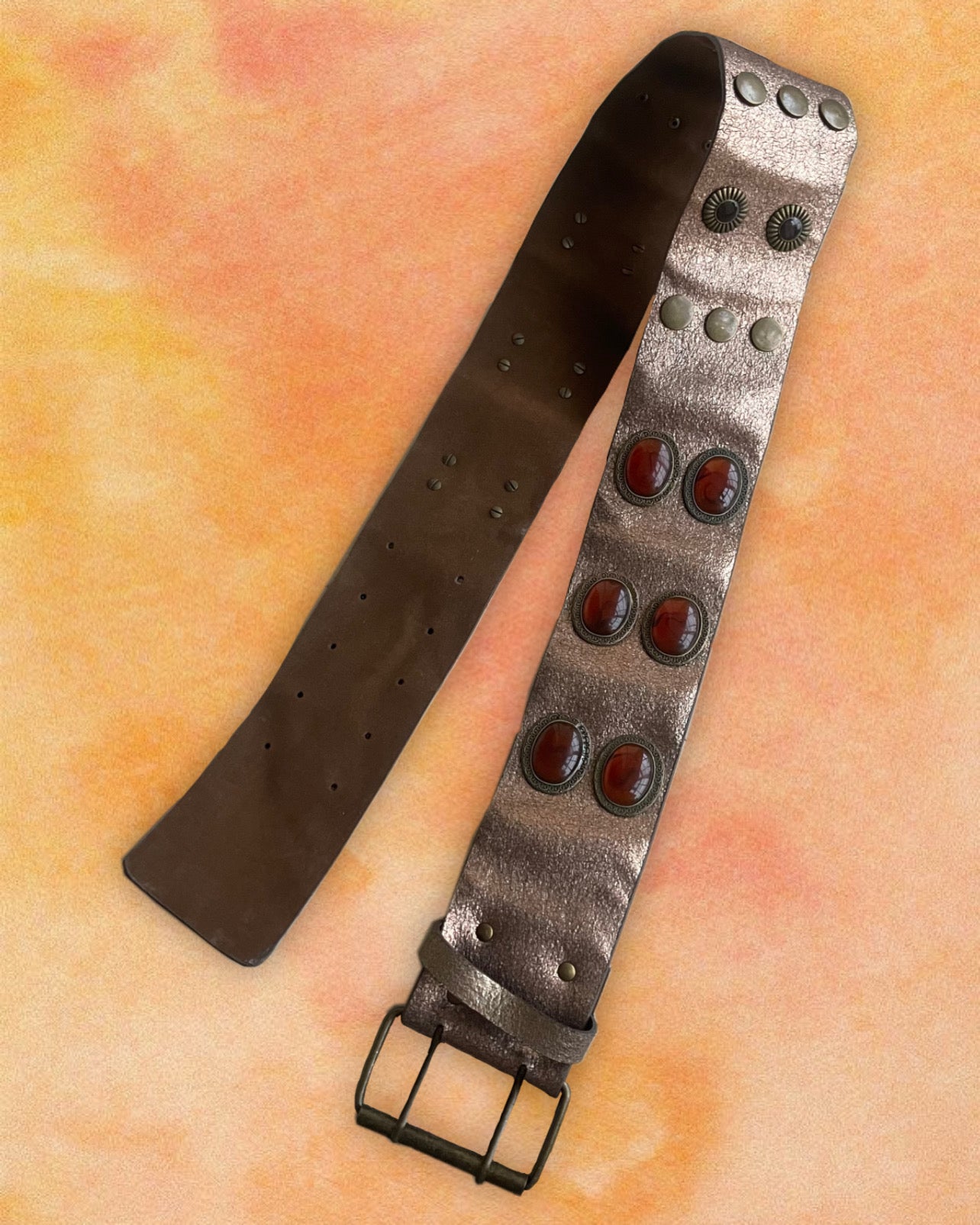 Rose Gold Maxi Belt with Orange Stones