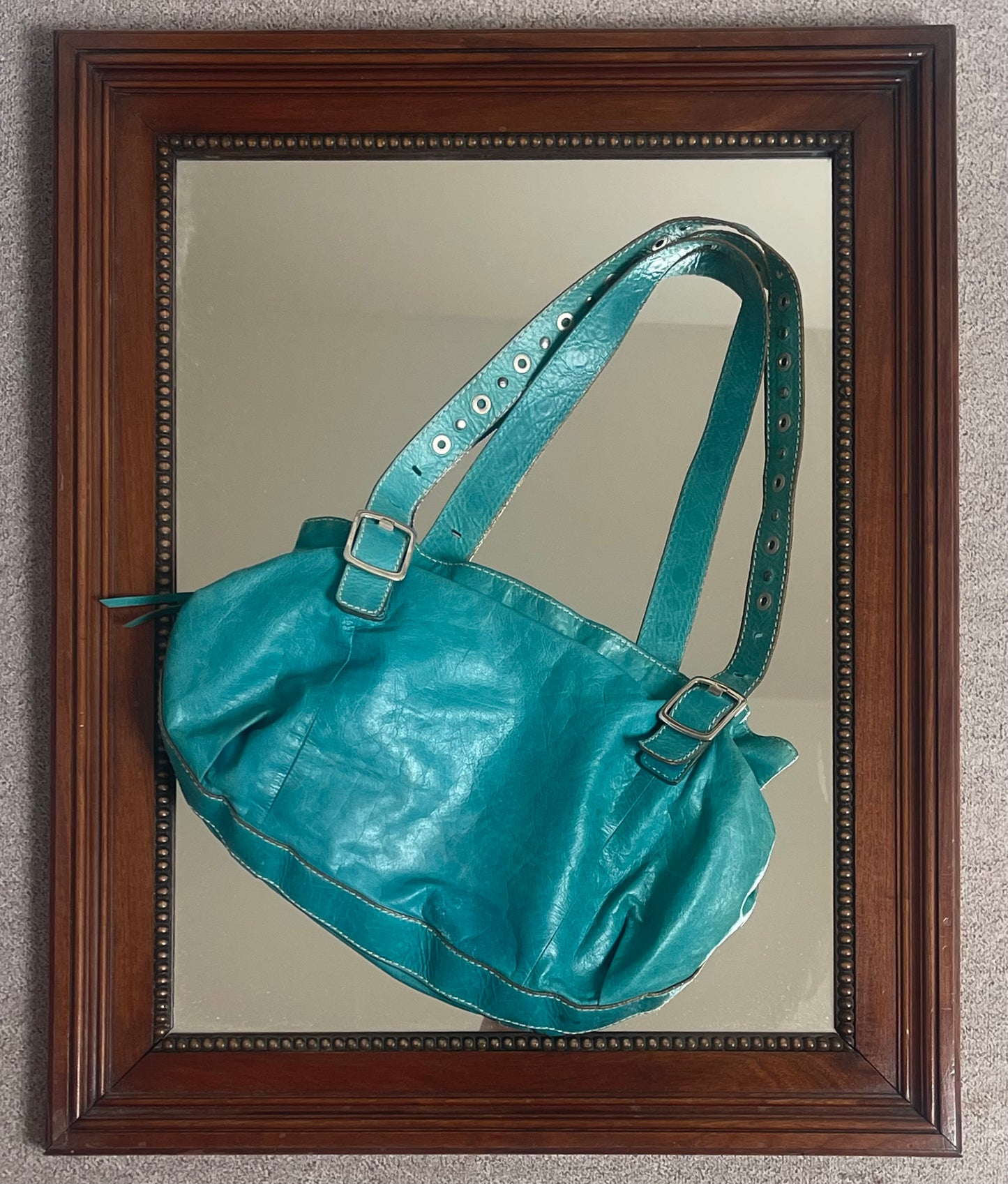 Turquoise Real Leather Bag