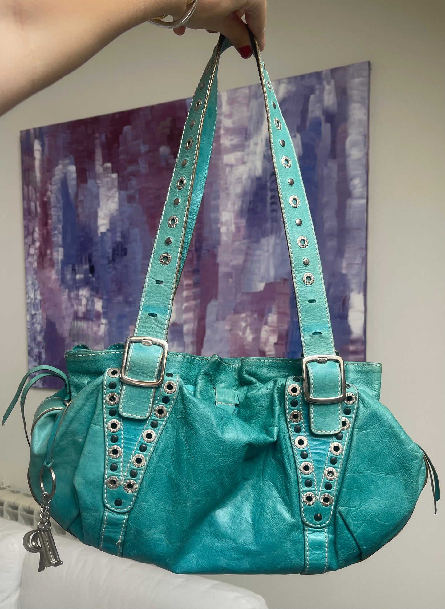 Turquoise Real Leather Bag