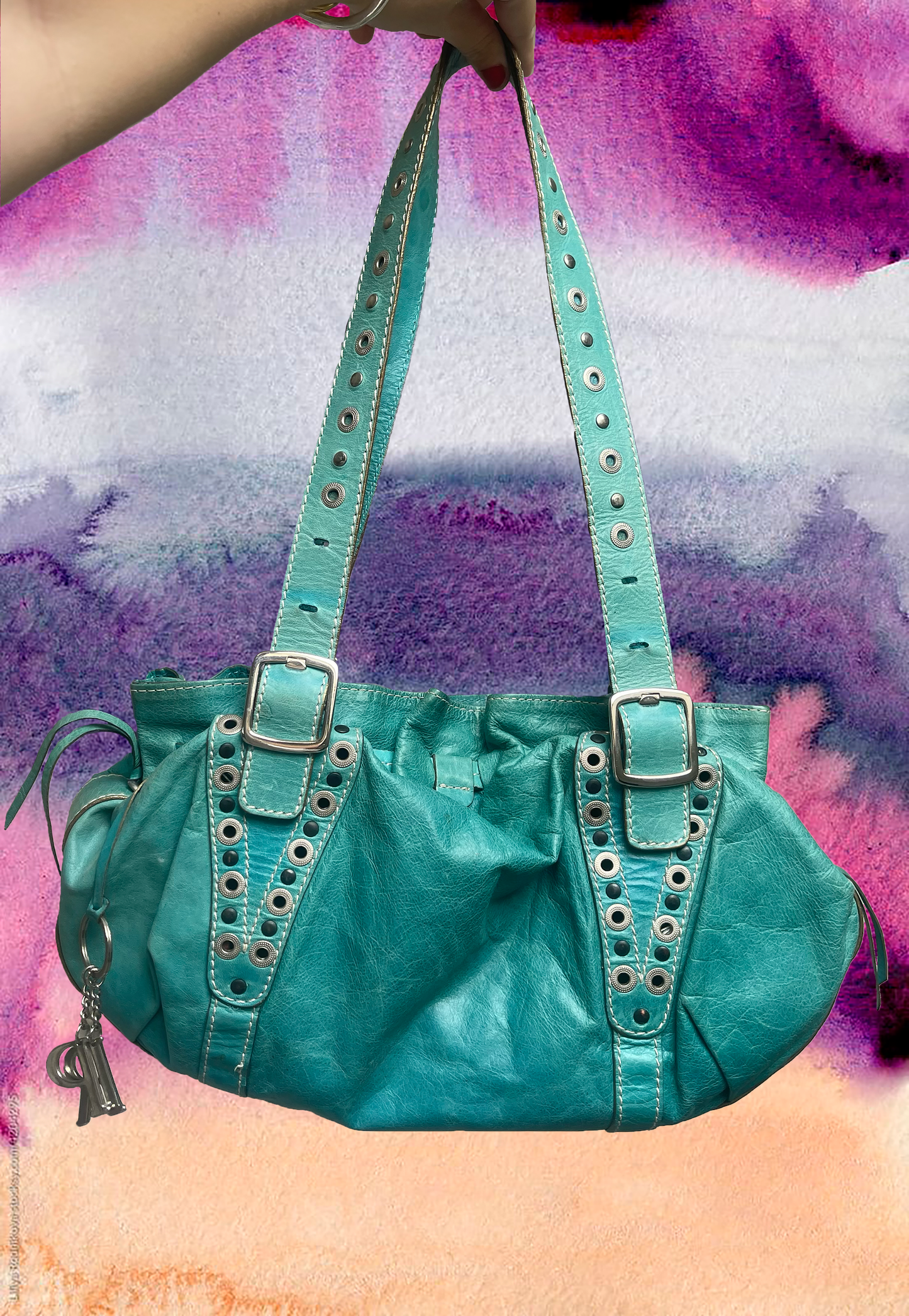 Turquoise Real Leather Bag